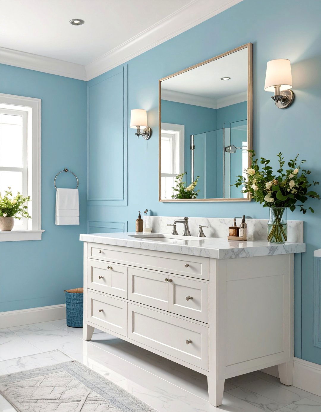 A Gentle Powder Blue Bathroom - 30 colorful bathroom ideas