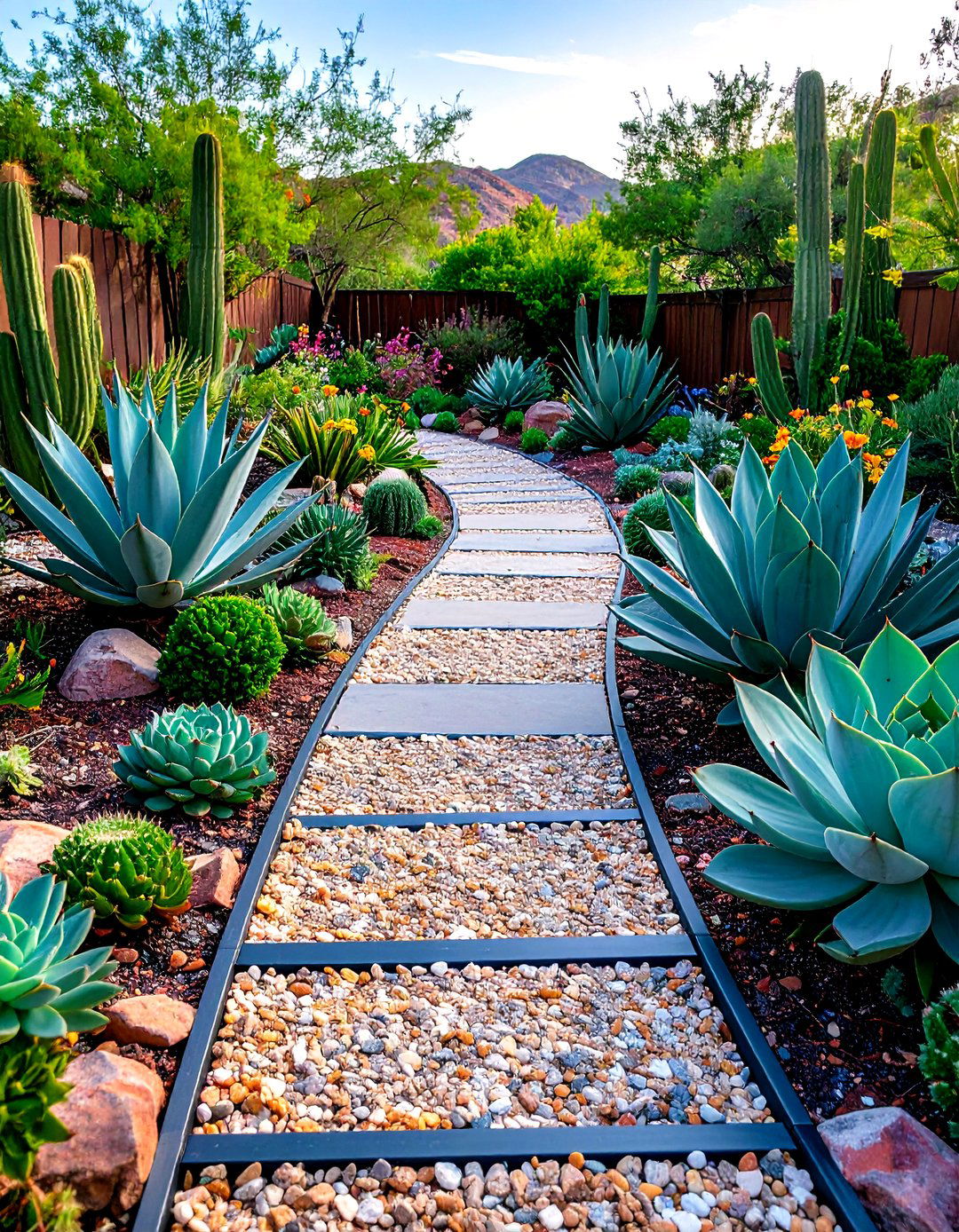 A Geometric Gravel and Steel Garden Pathway - 30 garden pathway ideas