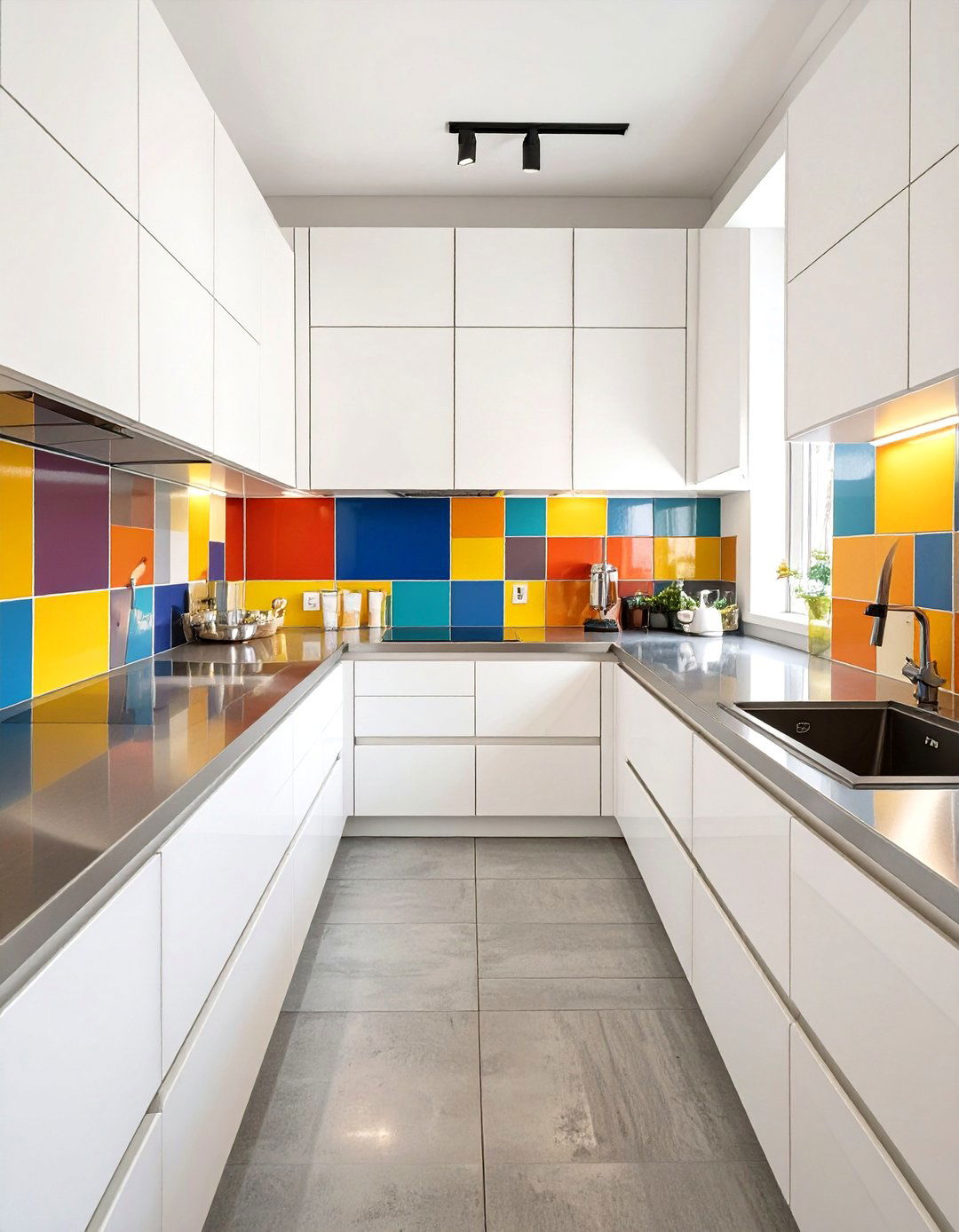 A Geometric Kitchen with Primary Colors - 30 bauhaus interior design ideas