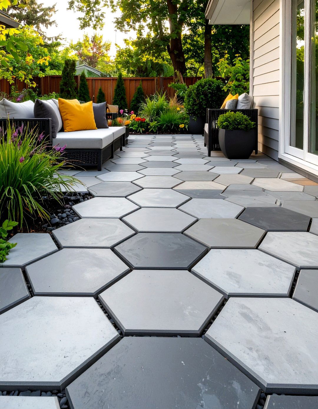 A Geometric Paver Patio with Modern Flair - 30 backyard paver ideas