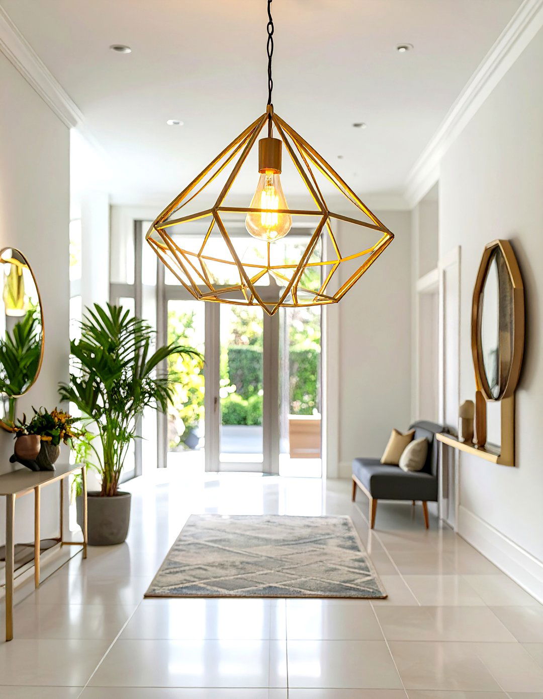 A Geometric Wireframe Foyer Chandelier - 30 foyer chandelier ideas