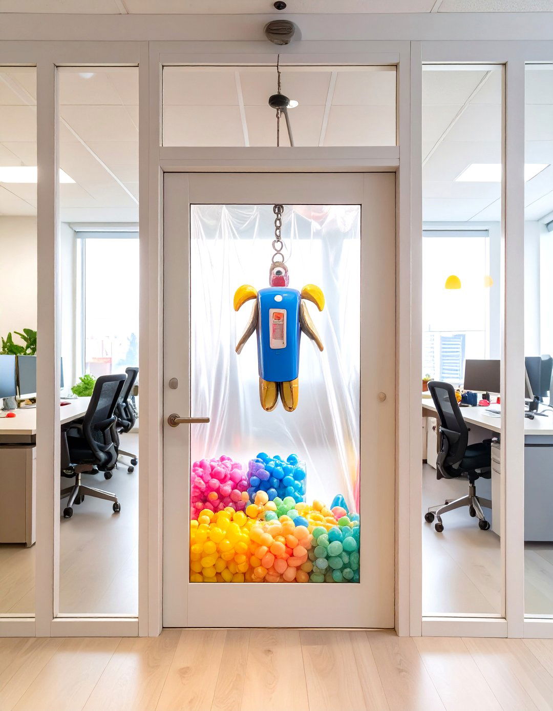 A Giant Claw Machine Game - 30 office funny  door decorating contest ideas