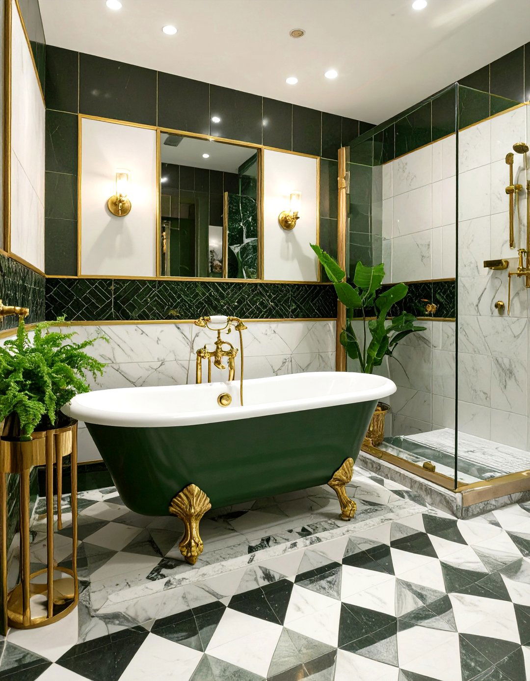 A Glam Art Deco Bathroom - 30 bathtub shower combo ideas for small bathrooms