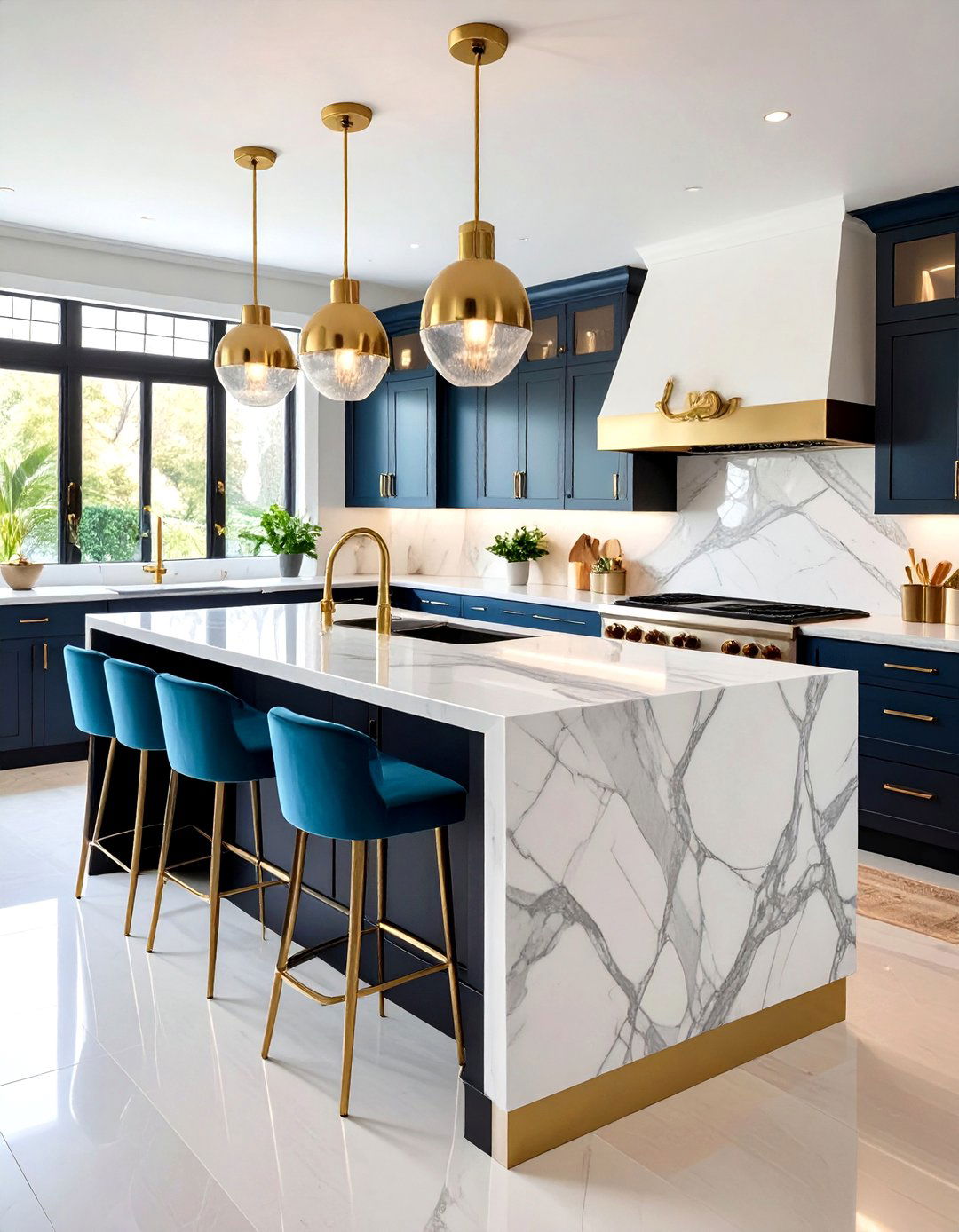 A Glamorous Art Deco Kitchen Island - 30 kitchen island decorating ideas