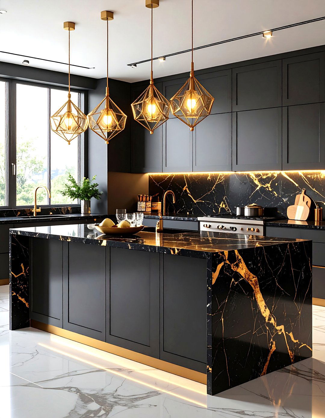 A Glamorous Art Deco Kitchen Island - 30 kitchen island decor ideas
