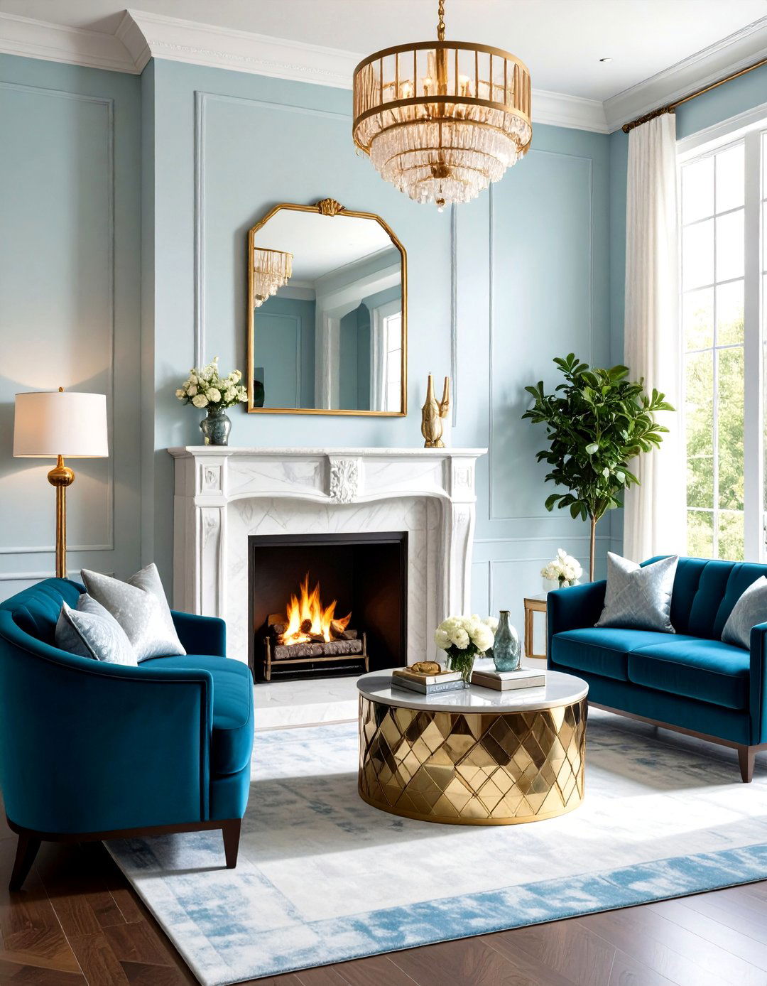 A Glamorous Art Deco Living Room Corner Fireplace - 30 living room corner fireplace ideas