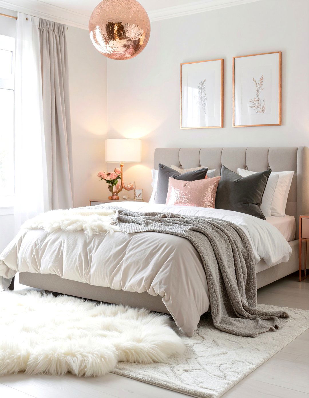 A Glamorous Bedroom with Faux Fur and Metallic Accents - 30 teen girls bedroom ideas