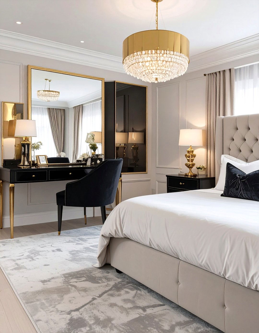 A Glamorous Hollywood Regency Bedroom Office - 30 guest bedroom office ideas