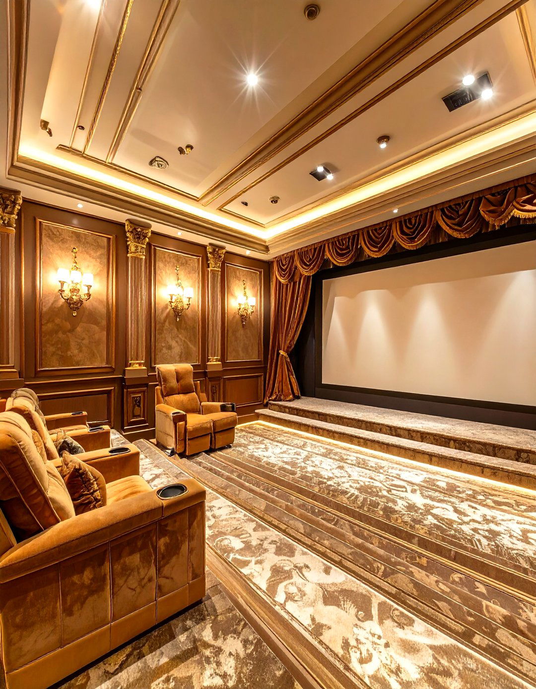A Glamorous Hollywood Style Screening Room - 30 basement layout ideas