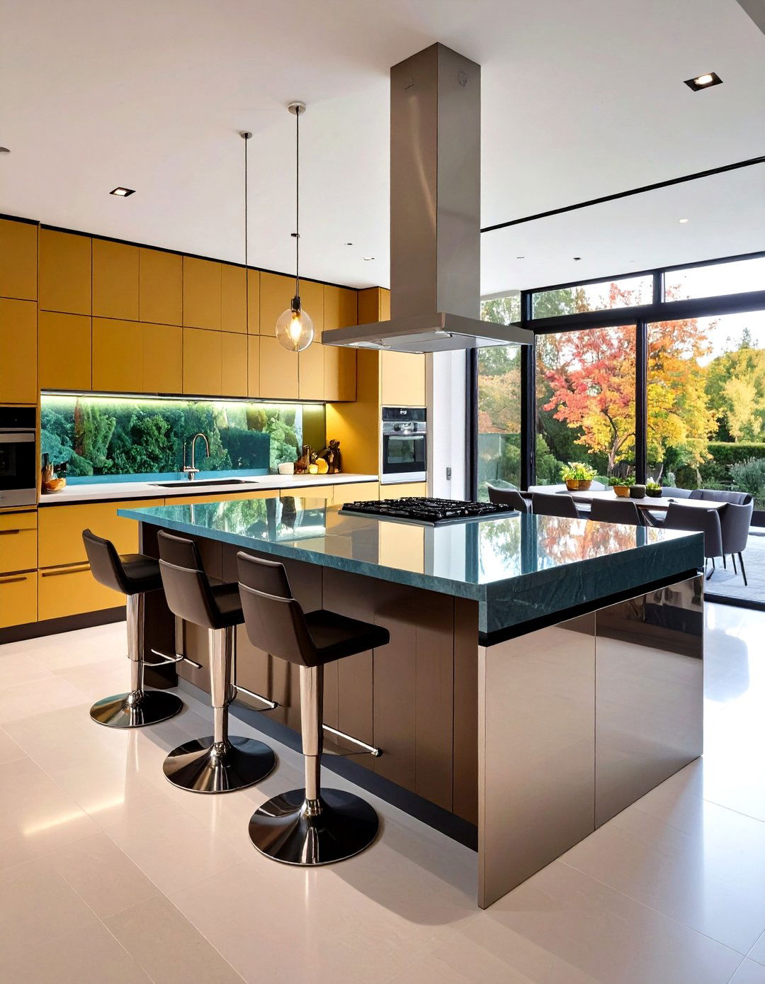 A Glass Top Kitchen Bar for an Airy Feel - 30 kitchen bar ideas