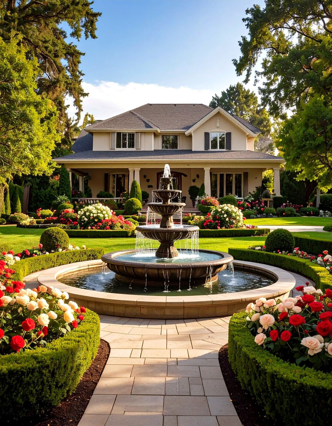 A Grand Circular Driveway Entrance - 30 front house landscaping ideas