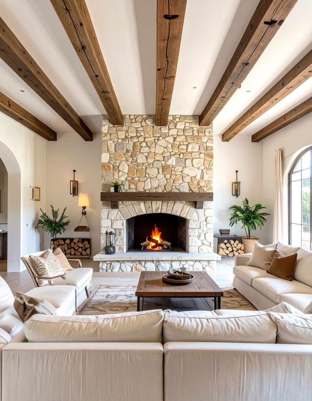 A Grand Stone Fireplace - 30 tuscan interior design ideas
