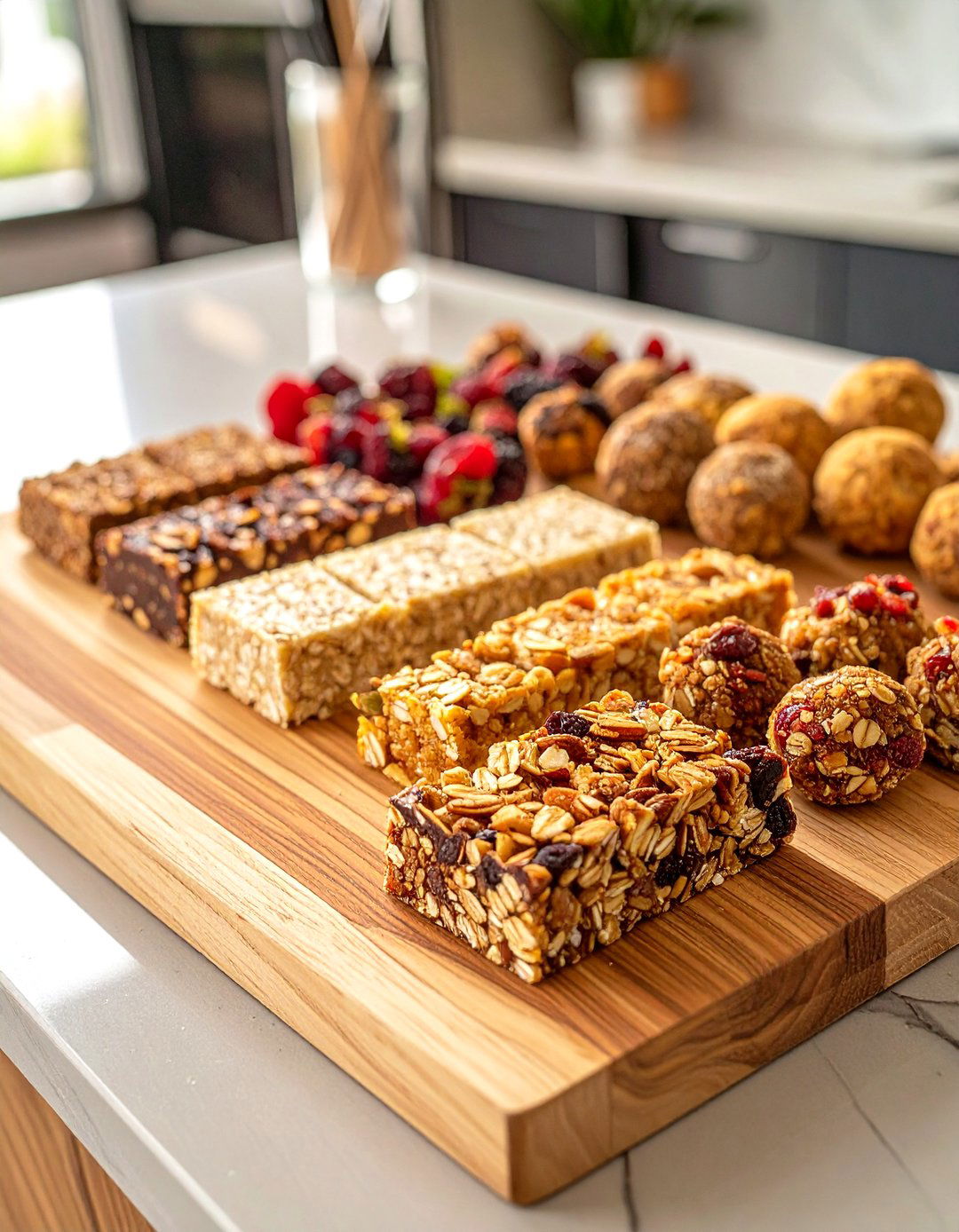 A Granola Bar And Energy Bites Assortment - 30 office breakfast ideas