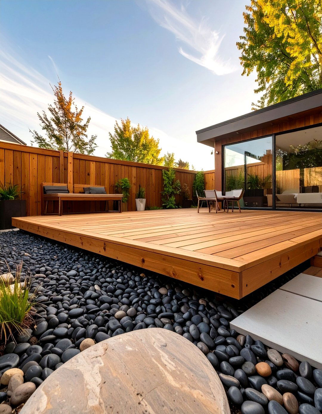 A Gravel Border Floating Deck - 30 low budget floating deck ideas