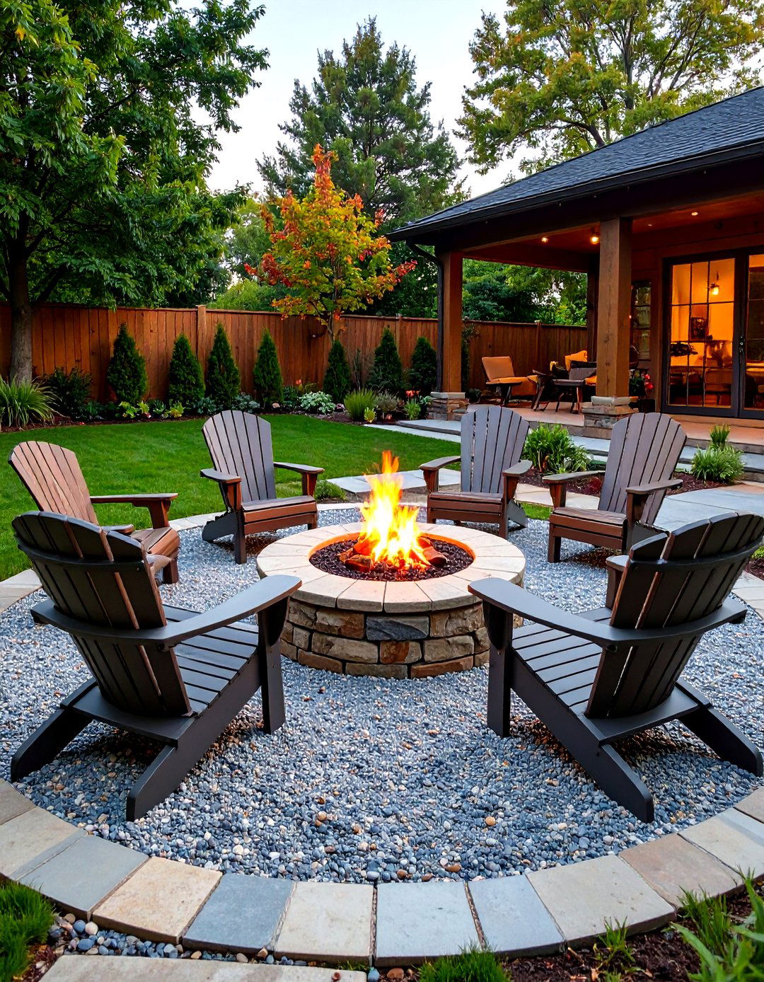 A Gravel Patio and Fire Pit Circle - 30 diy backyard ideas