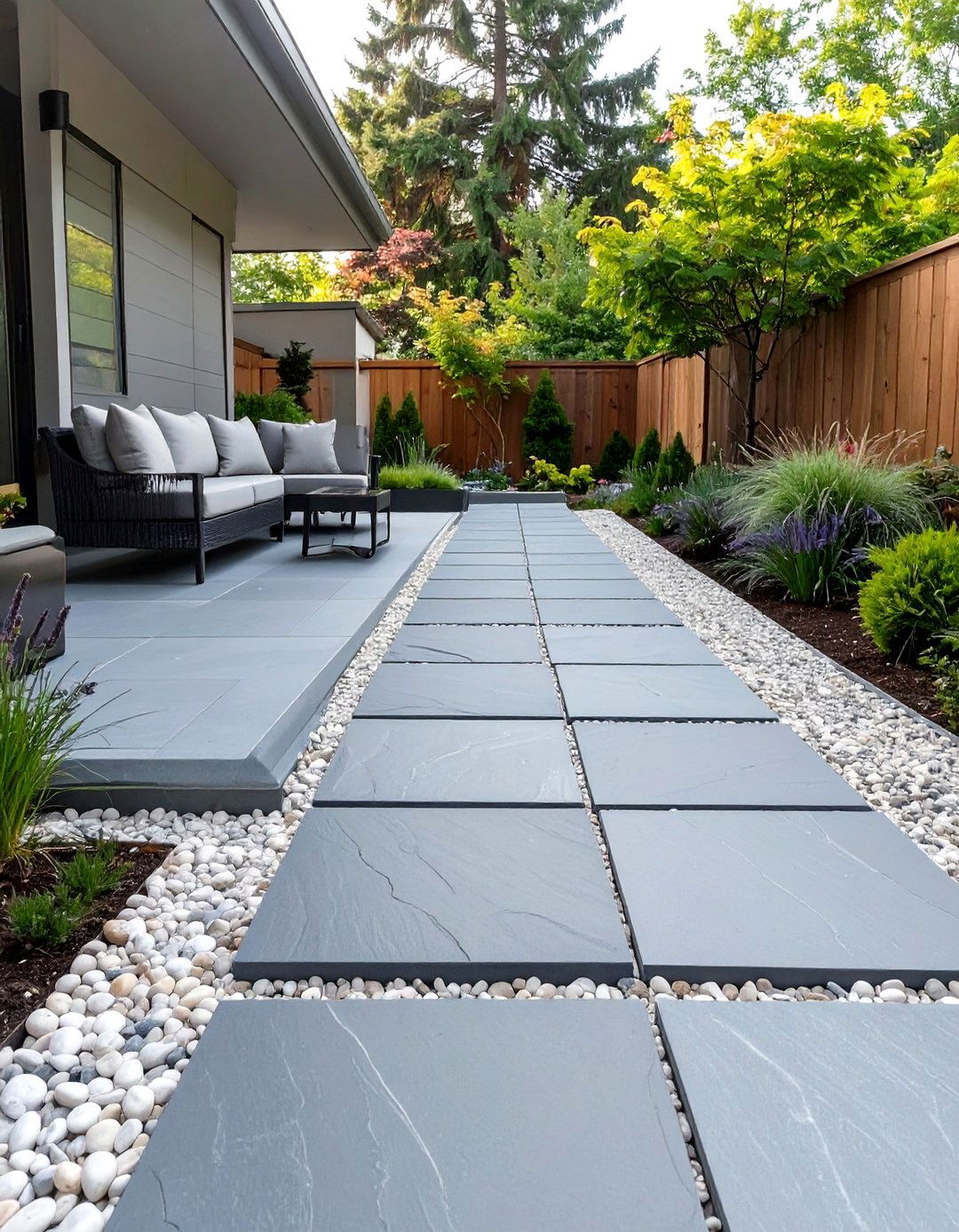 A Gravel and Paver Combination Patio - 30 small backyard landscaping ideas