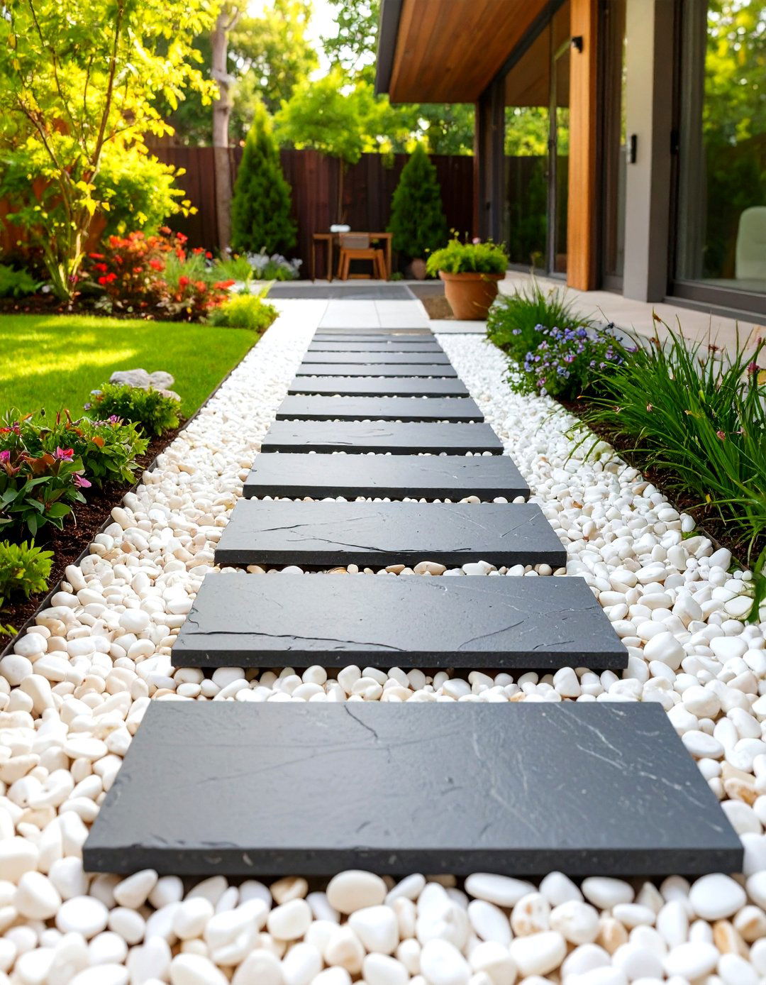 A Gravel and Paver Combination - 30 small backyard ideas no grass
