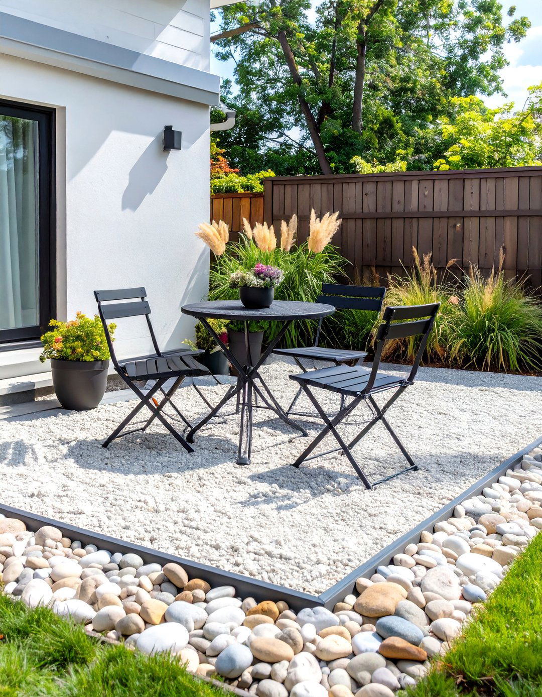 A Gravel and Stone Patio Zone - 30 budget backyard ideas