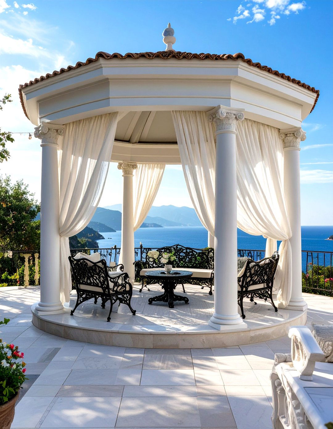 A Grecian Inspired White Column Gazebo - 30 gazebo on deck ideas