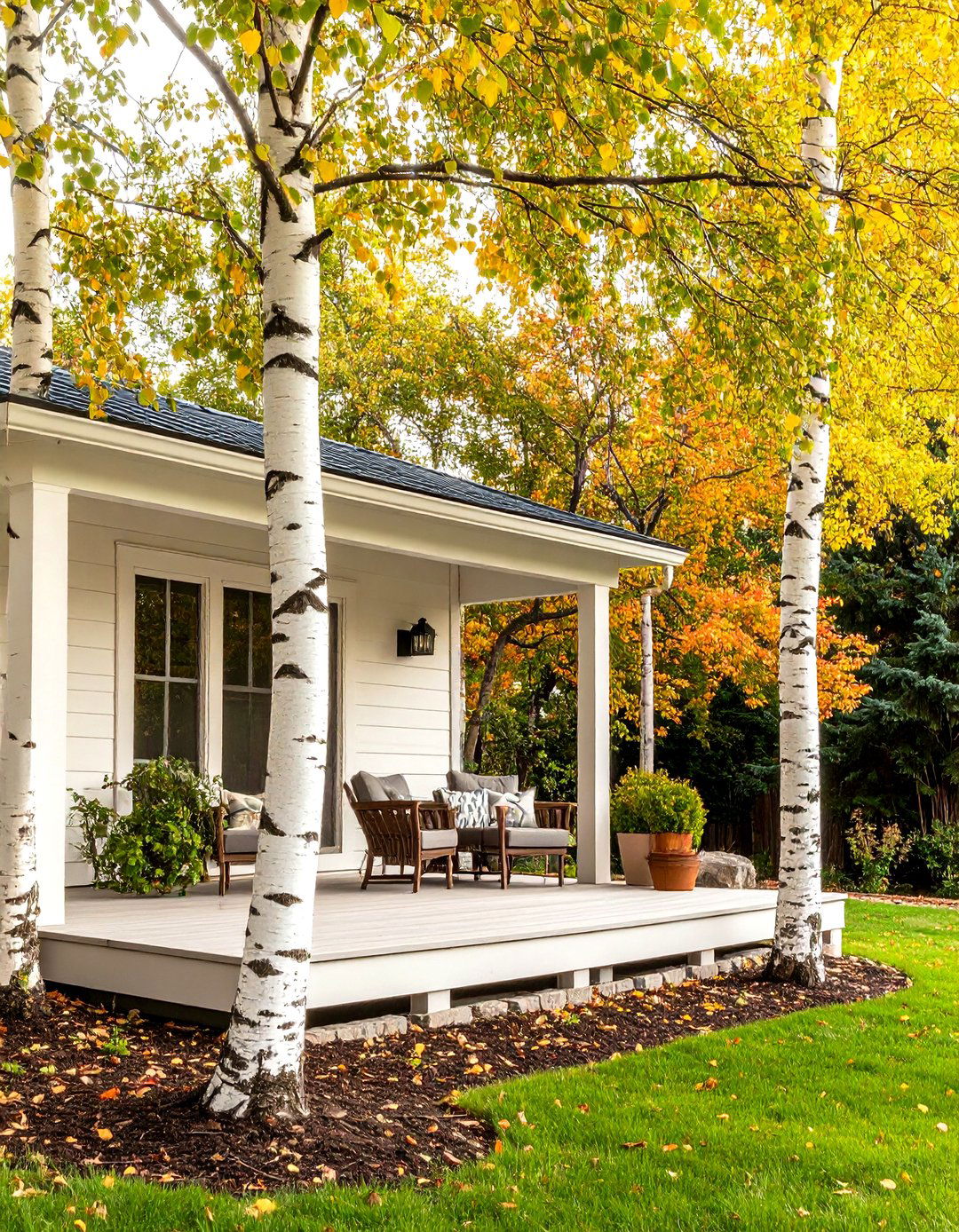 A Grouping of Small Trees - 30 patio privacy ideas