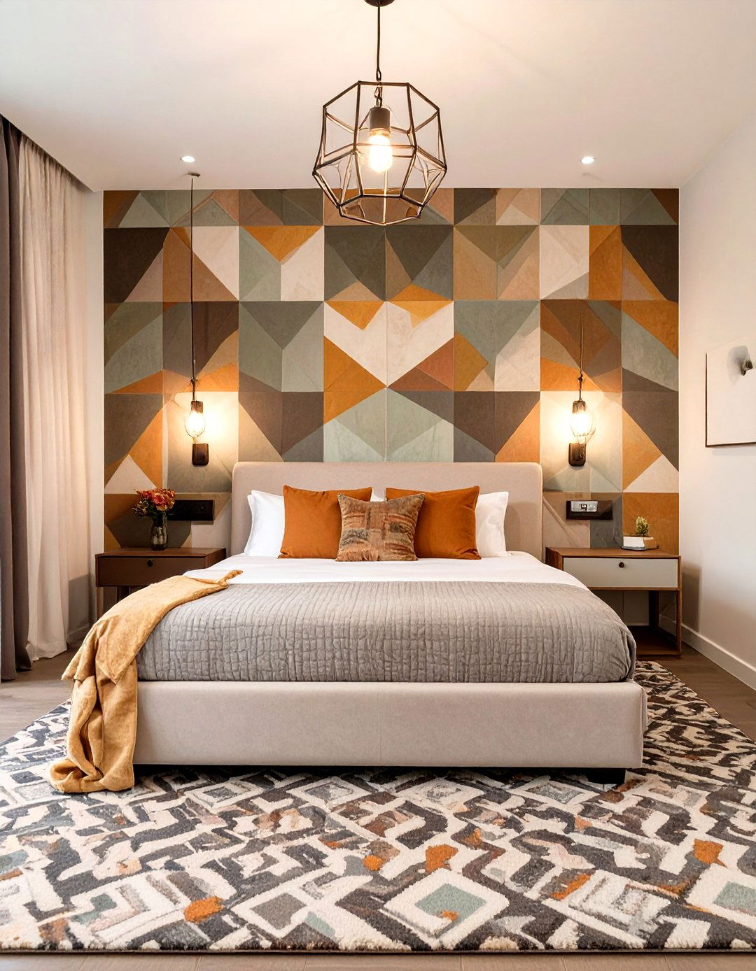 A Guest Bedroom with Geometric Patterns - 30 modern guest bedroom ideas