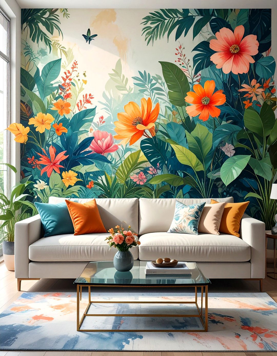 A Hand Painted Mural - 30 modern large wall decor ideas for living room