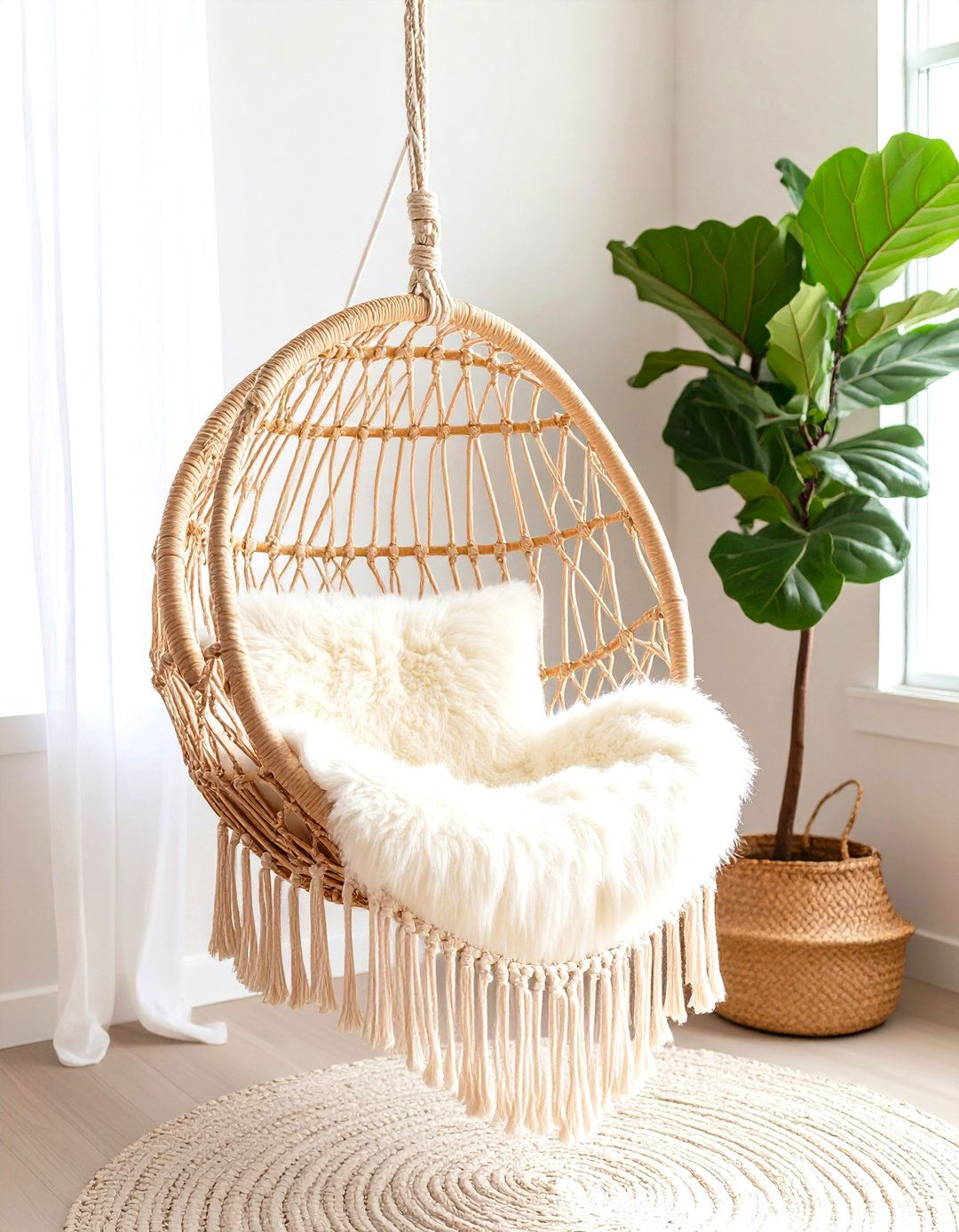 A Hanging Chair Haven - 30 living room corner ideas