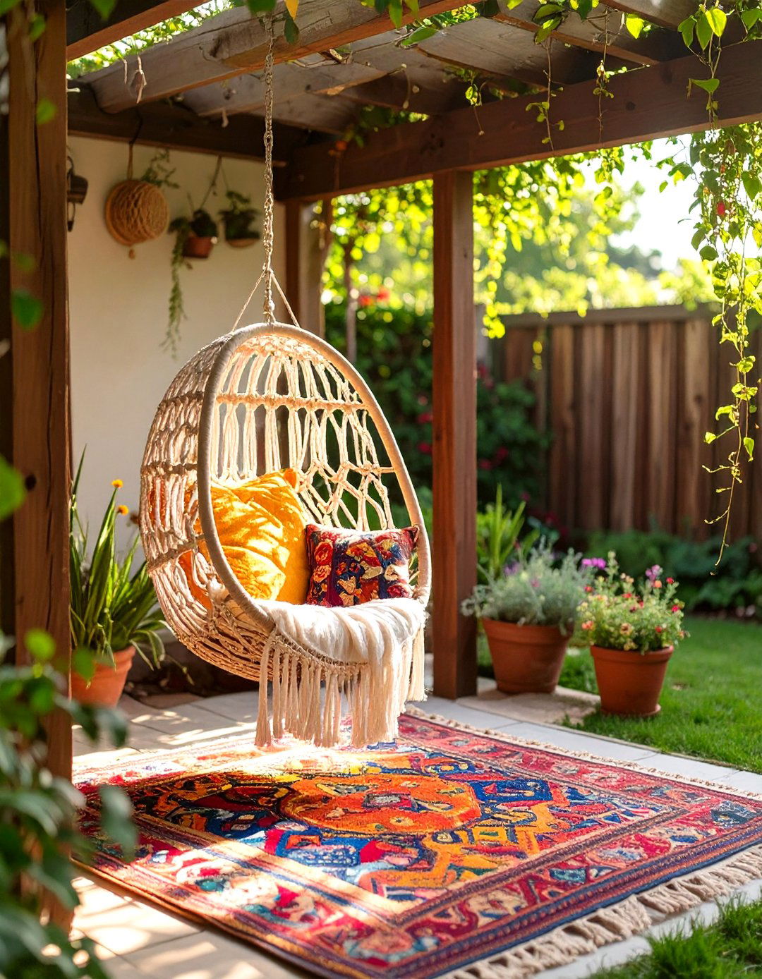 A Hanging Chair Nook - 30 budget small backyard ideas