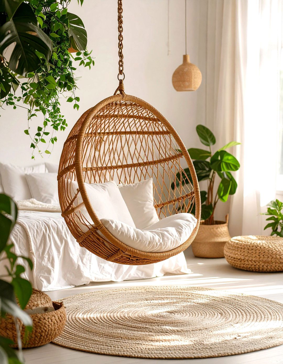 A Hanging Chair for a Whimsical Touch - 30 romantic warm and cozy bedroom ideas