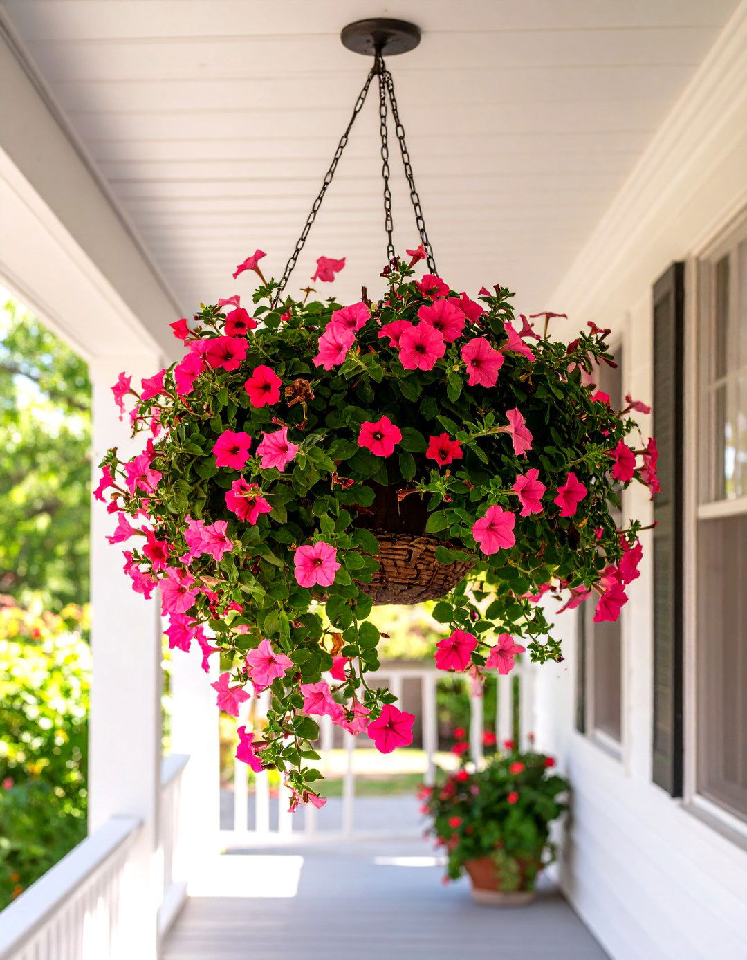 A Hanging Flower Basket - 30 very small front porch decorating ideas