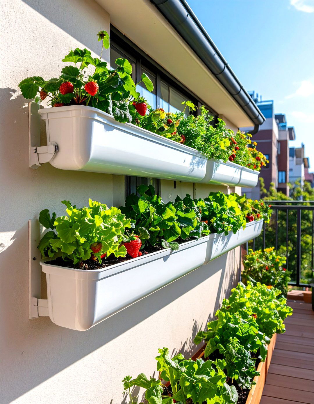 A Hanging Gutter Garden - 30 inexpensive landscaping ideas
