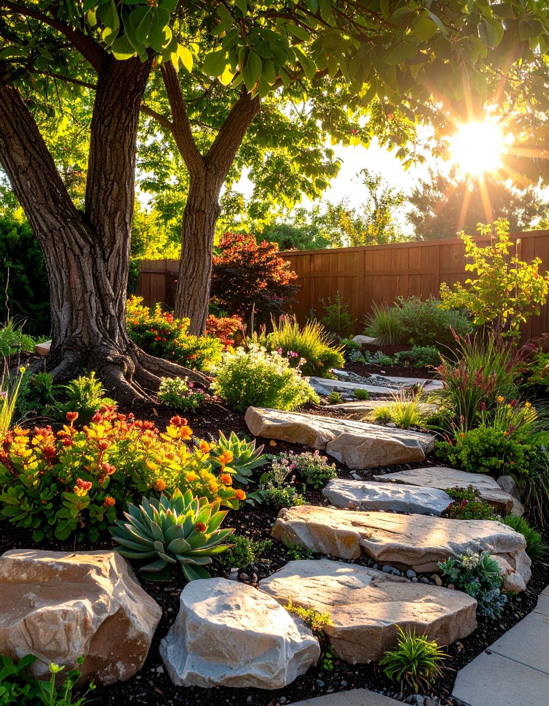 A Heat Tolerant Rock Garden - 30 landscaping ideas around tree roots