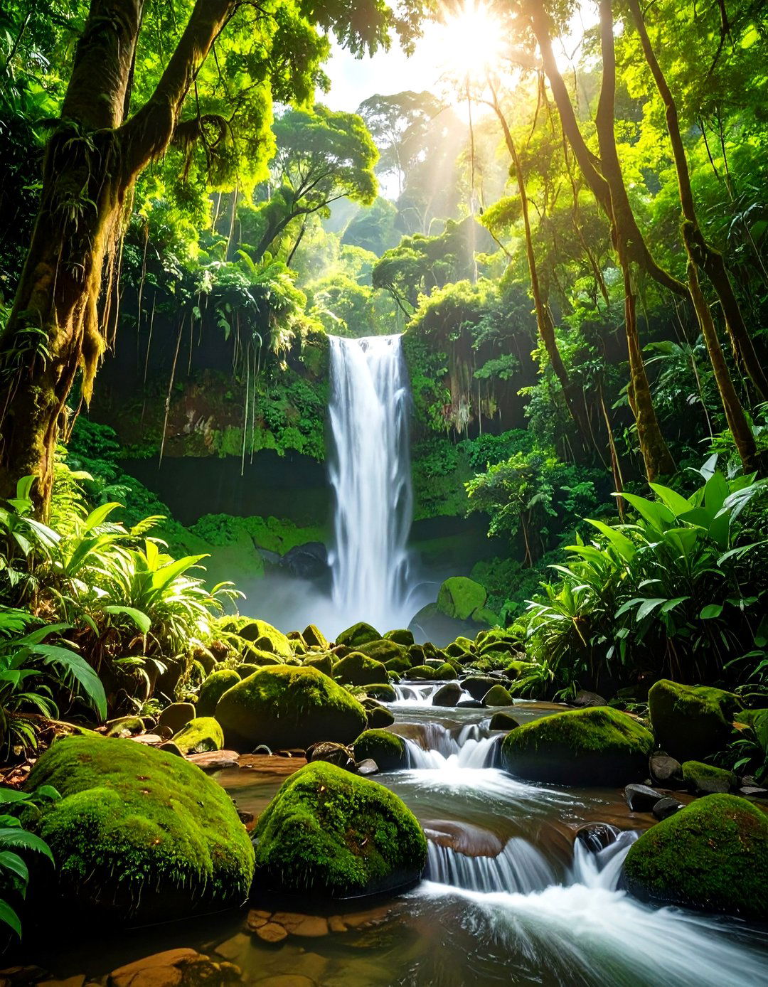 A Hidden Waterfall in a Lush Rainforest - 30 landscape painting ideas