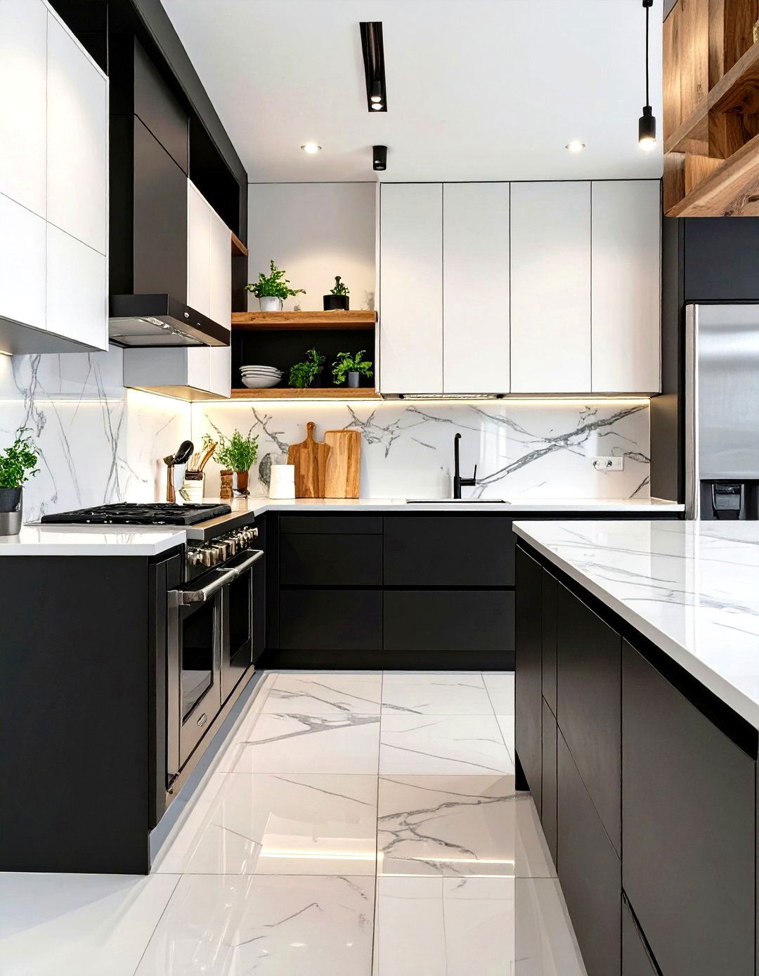 A High Contrast Black and White Kitchen - 30 kitchen and bath design ideas