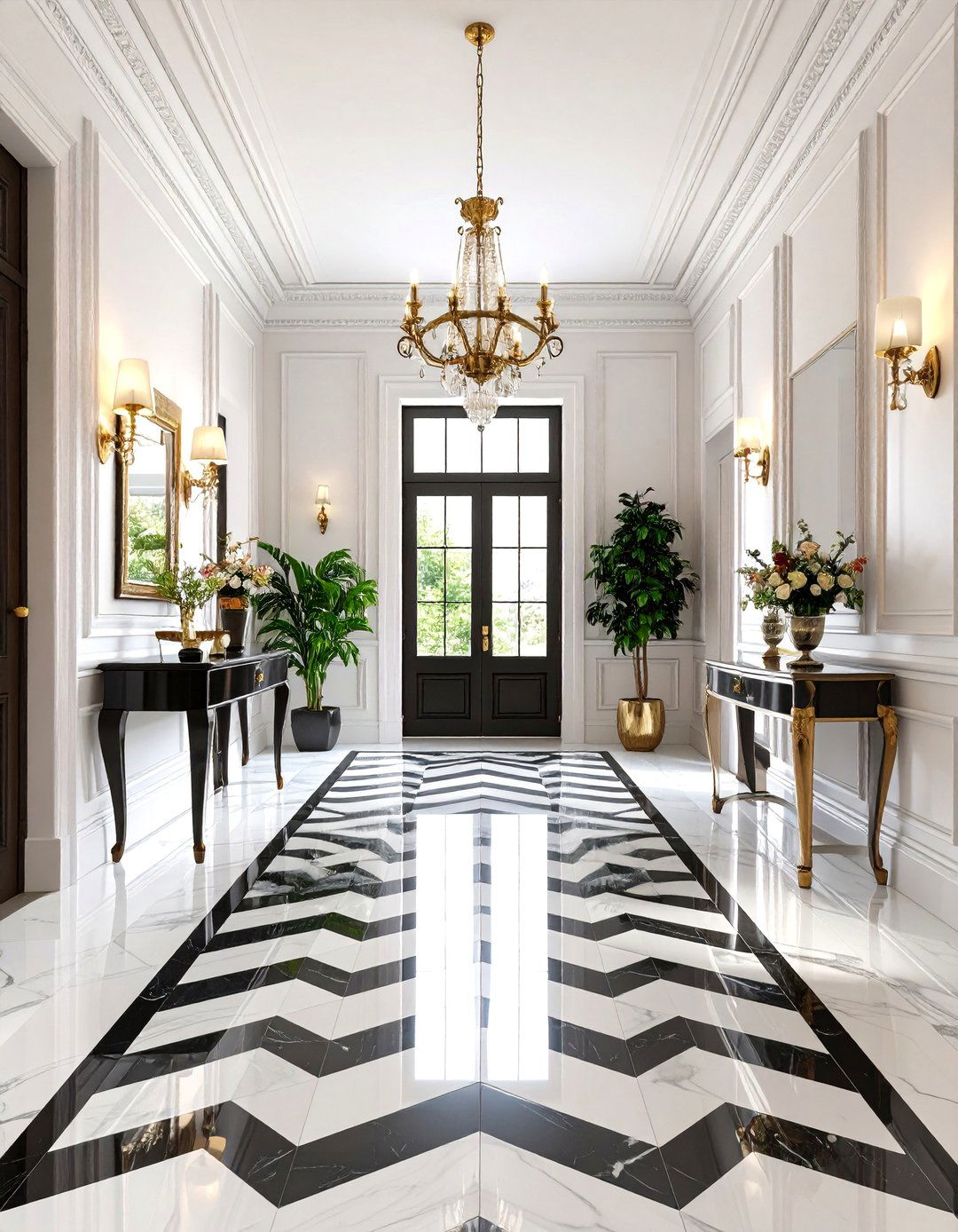 A High Contrast Geometric Entryway - 30 1920s interior design ideas