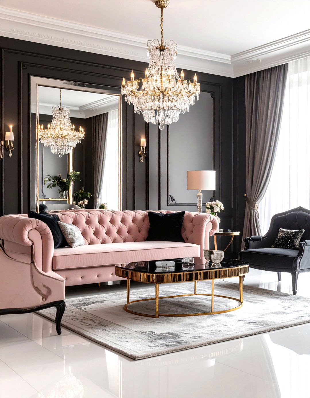 A Hollywood Regency Glam Living Room - 30 living room ideas for small spaces