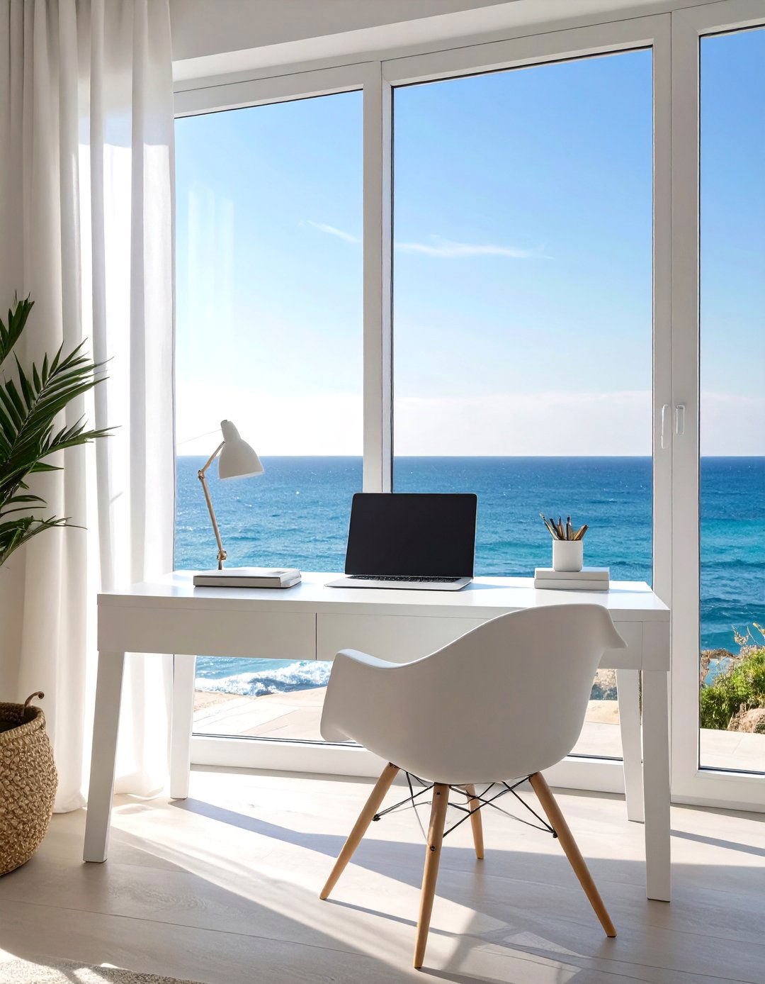 A Home Office with an Ocean View - 30 coastal interior design ideas