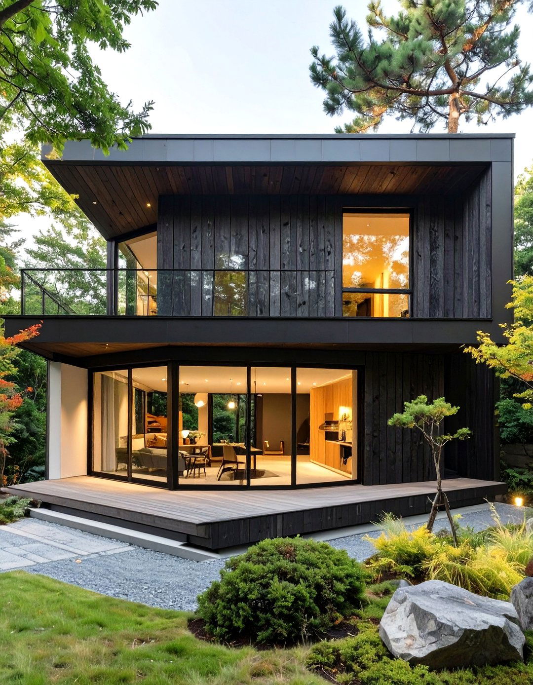 A Home with Burnt Wood Siding Shou Sugi Ban - 30 japanese house design ideas