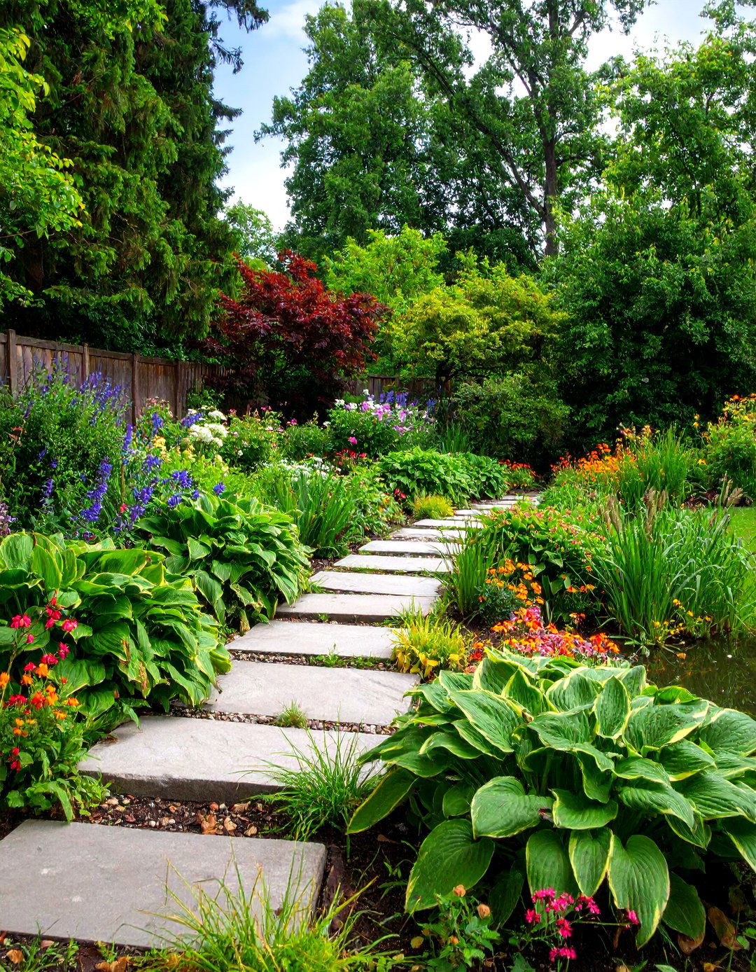 A Hosta Dominated Perennial Shade Garden - 30 perennial shade garden ideas