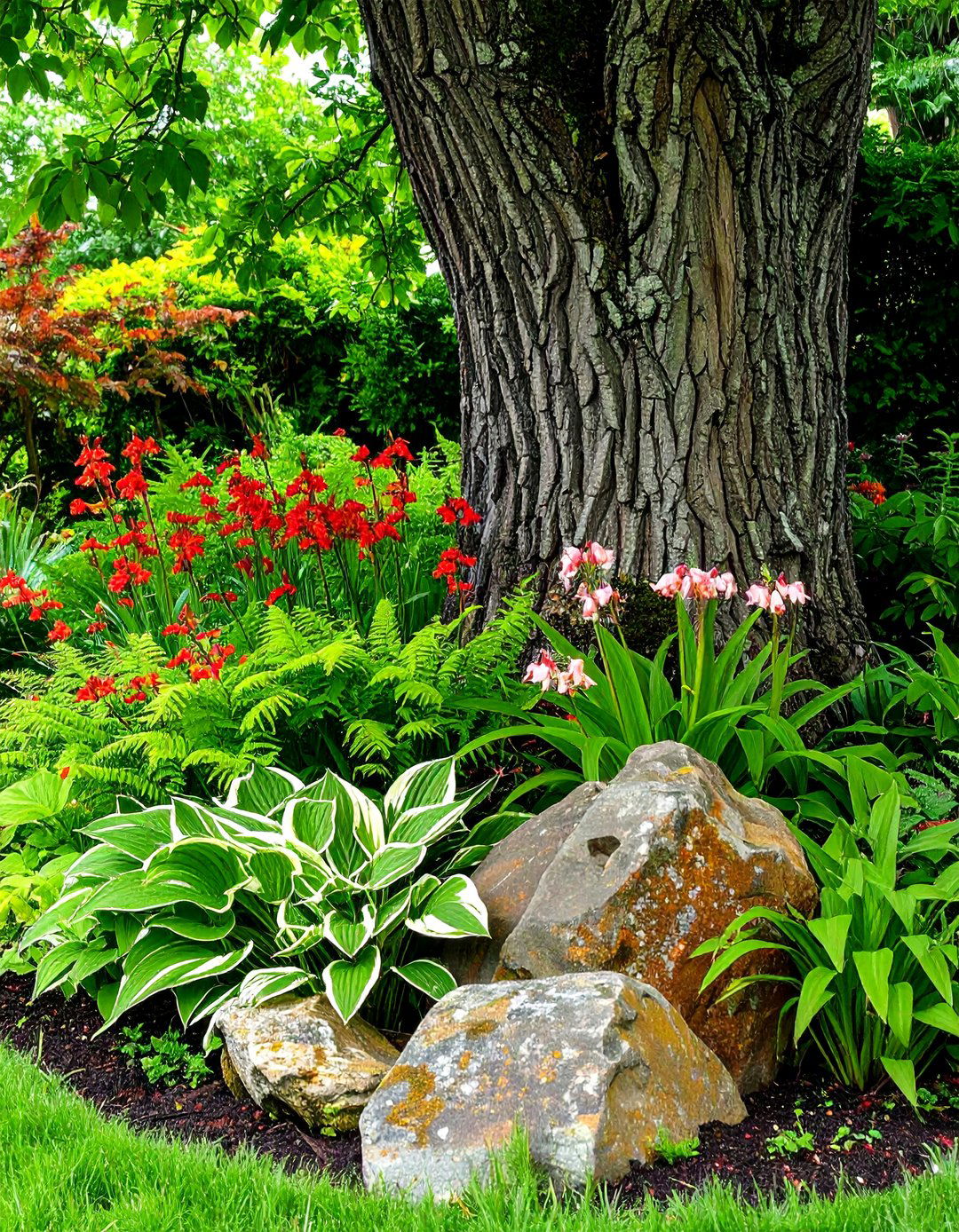 A Hostas and Ferns Combination - 30 landscaping ideas around trees pictures