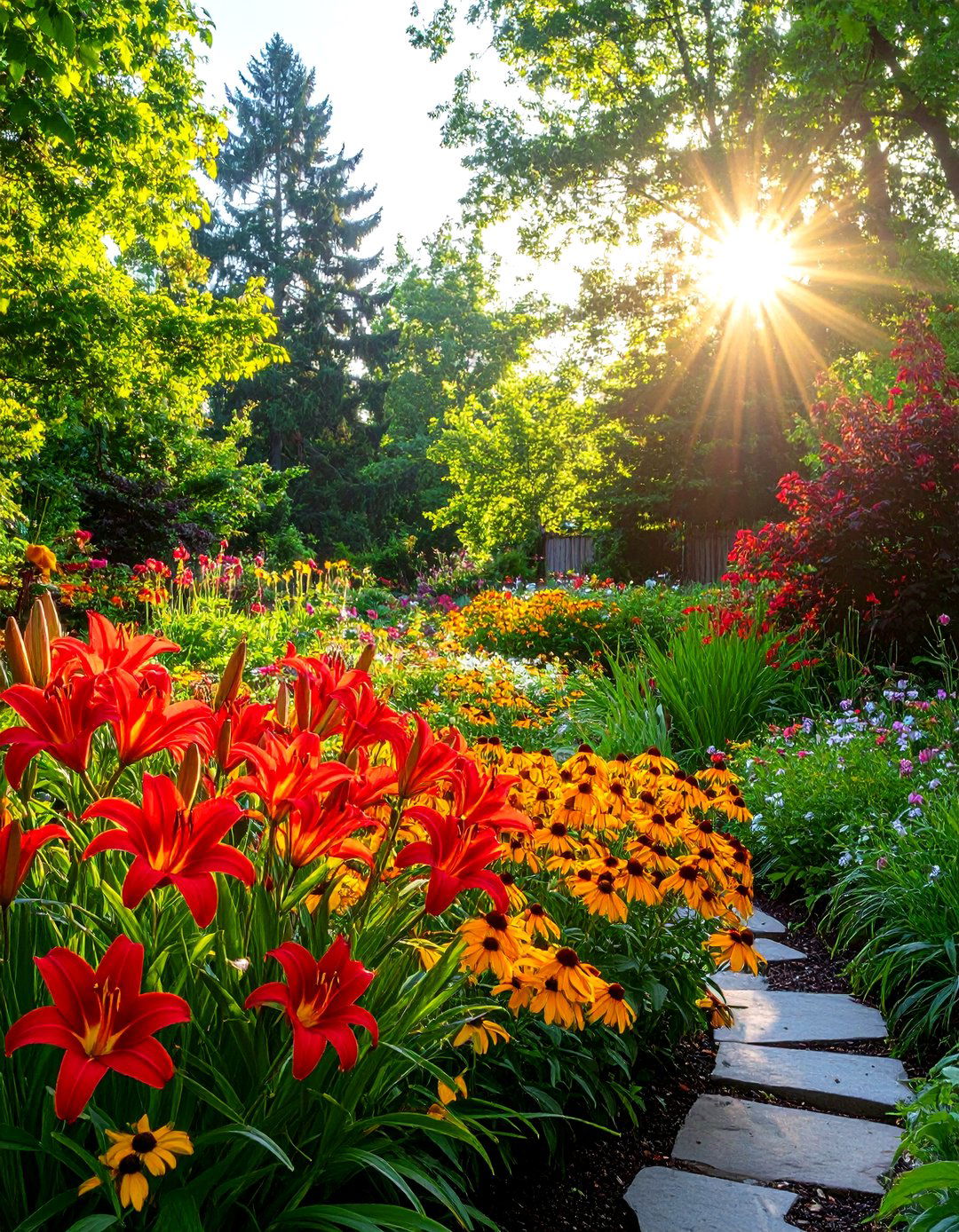 A Hot Colored Perennial Garden - 30 perennial garden ideas