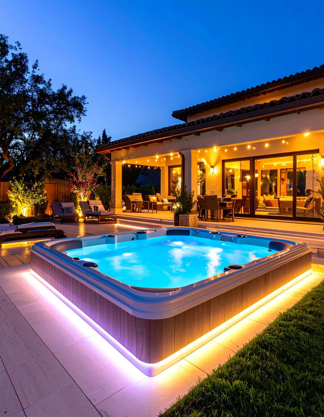 A Hot Tub Deck with Smart Lighting - 30 hot tub deck ideas