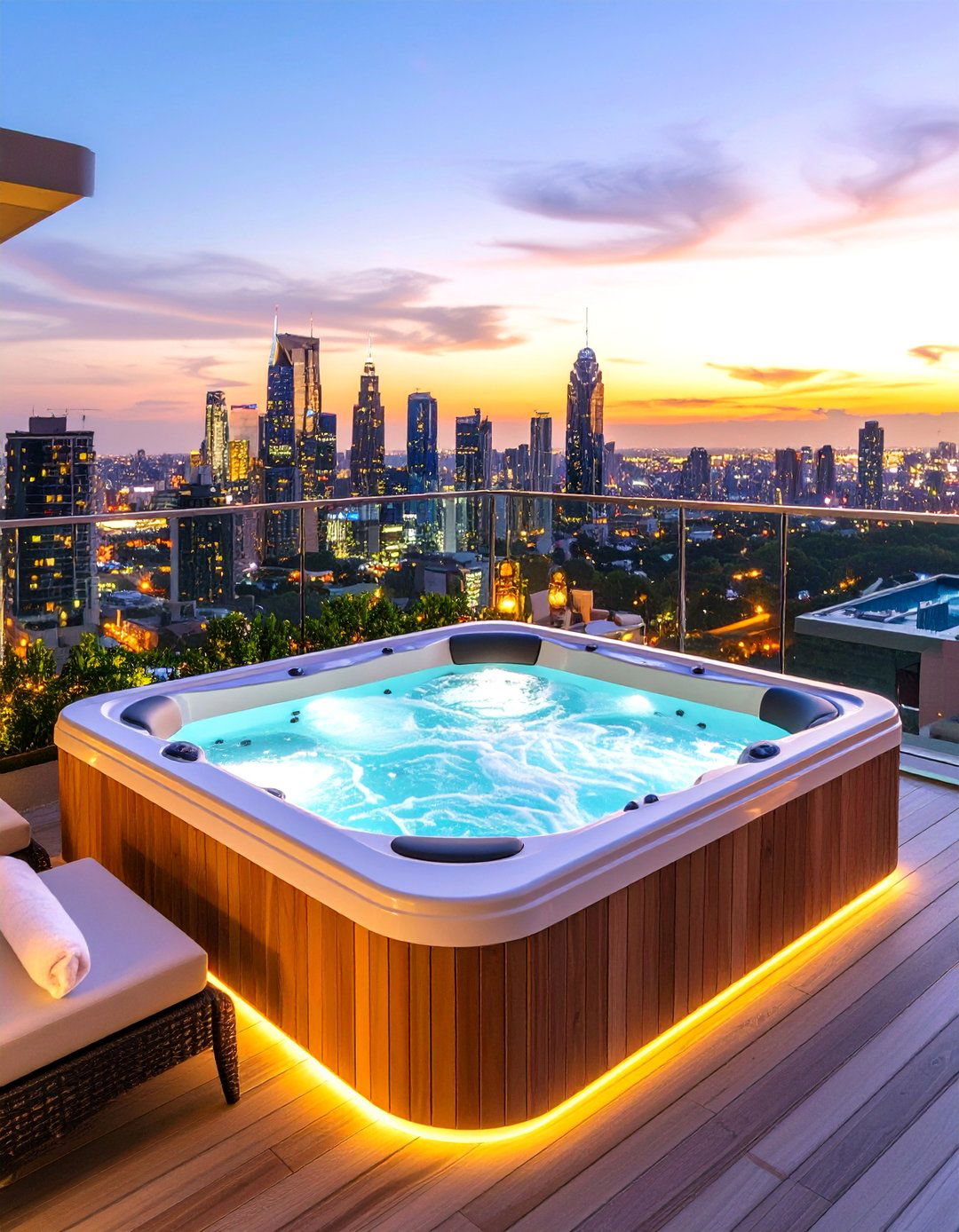 A Hot Tub on a Rooftop Deck - 30 backyard hot tub ideas