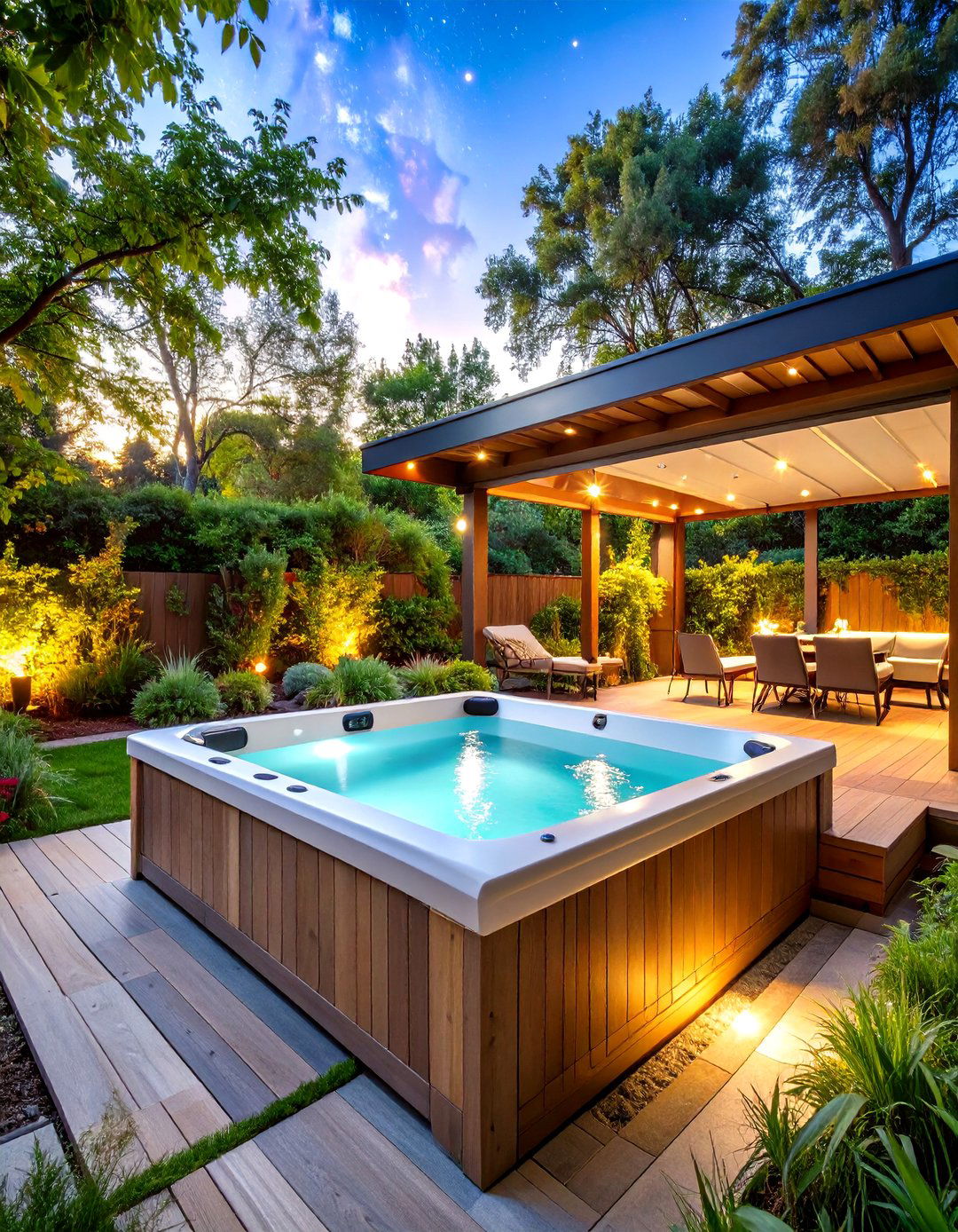 A Hot Tub with a Retractable Roof System - 30 backyard hot tub ideas