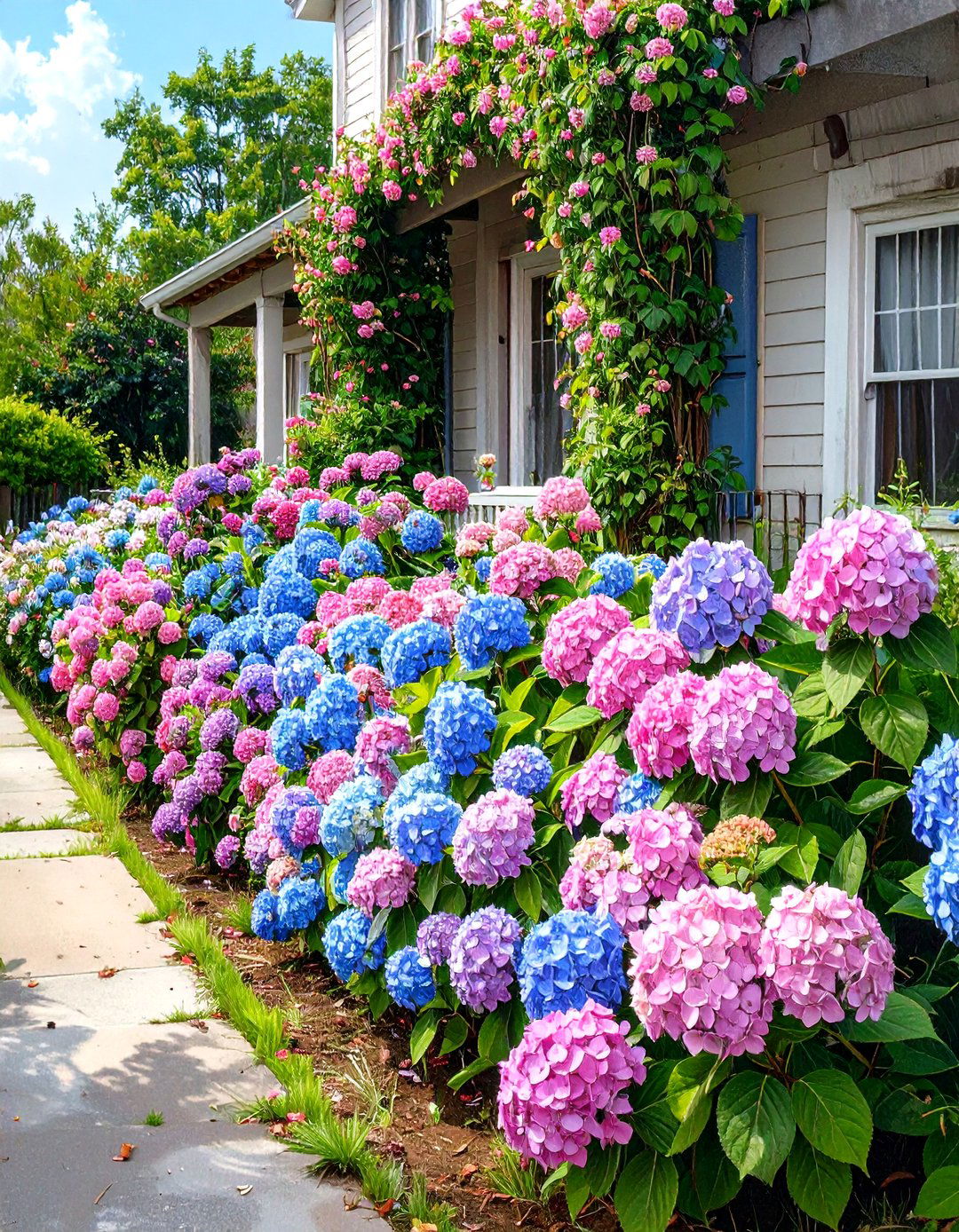 A Hydrangea Focused Flower Bed - 30 simple front yard flower bed ideas