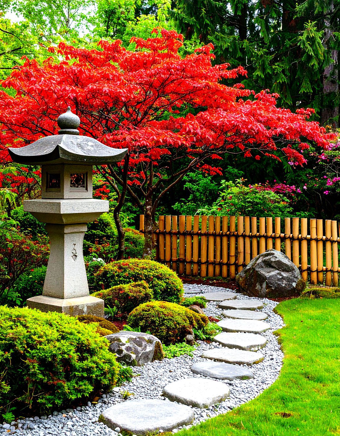 A Japanese Inspired Garden with Red Twig Dogwood - 30 red twig dogwood landscape design ideas