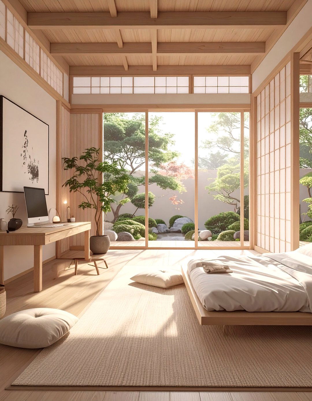 A Japanese Inspired Zen Office Bedroom - 30 office bedroom ideas