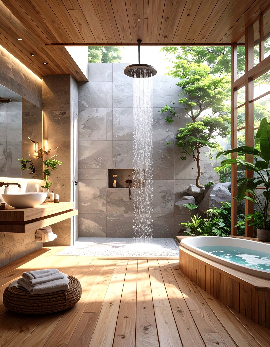 A Japanese Spa Style Open Shower - 30 open shower ideas