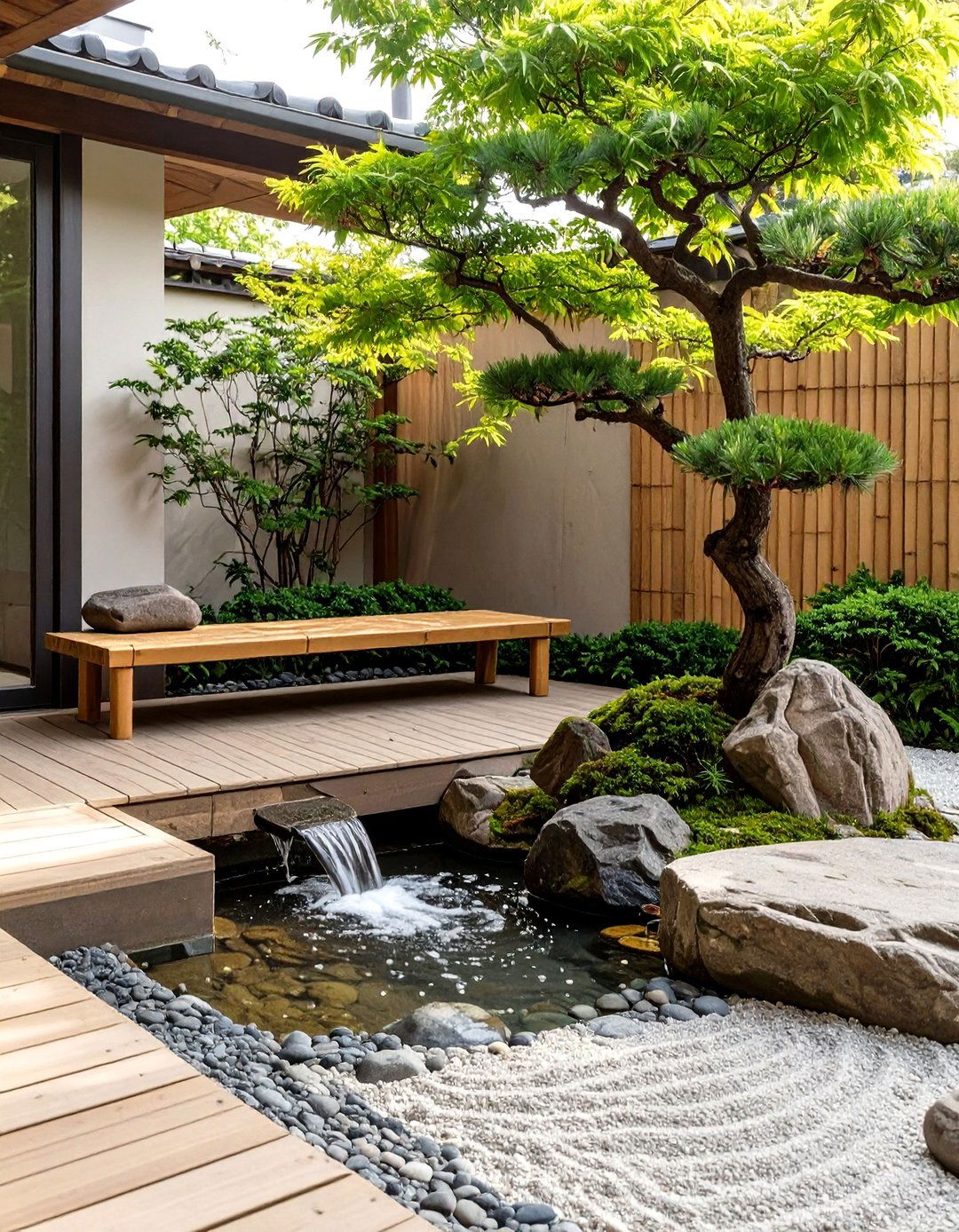 A Japanese Zen Garden Deck - 30 cozy small deck decorating ideas