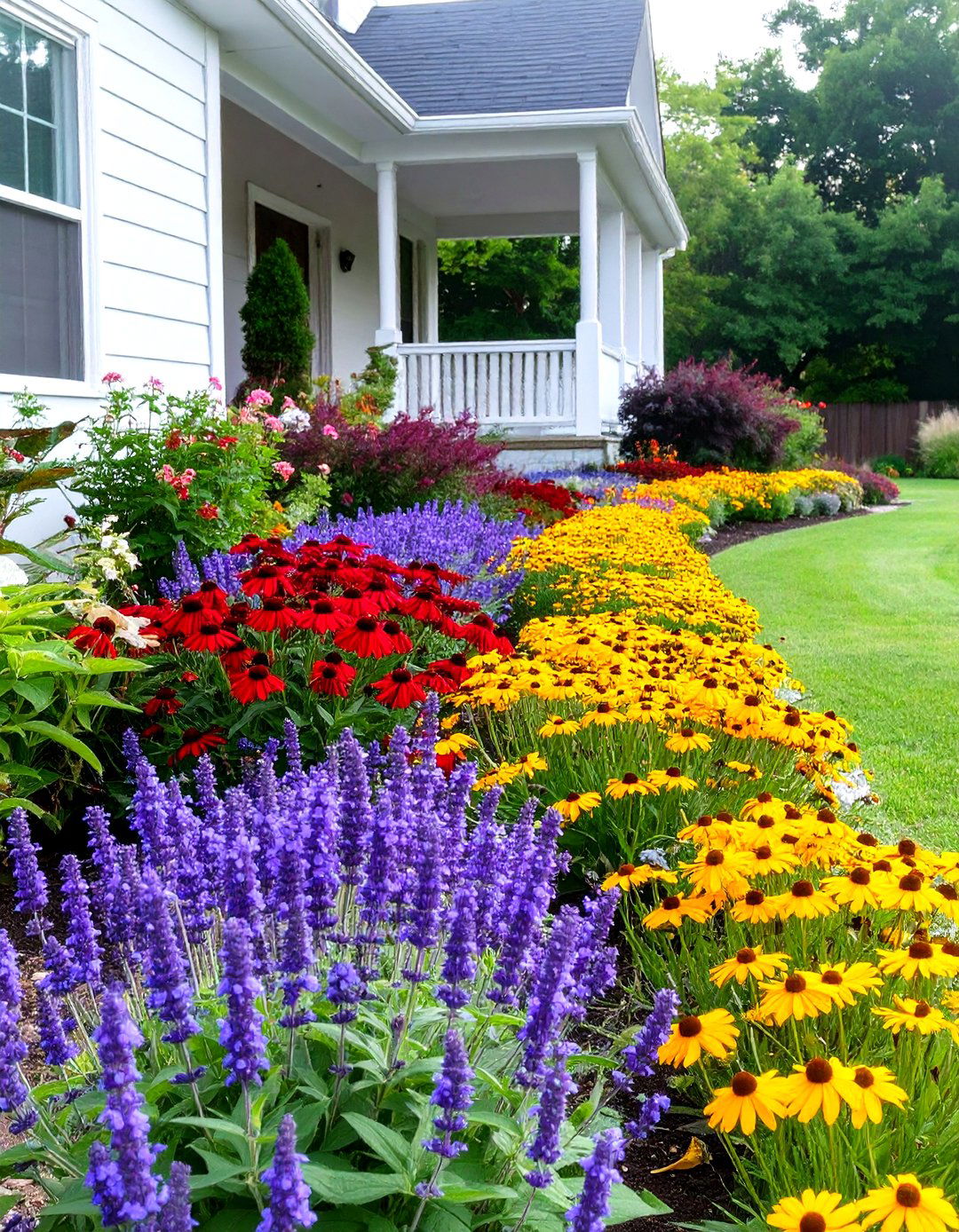 A Jewel Toned Perennial Border - 30 front house full sun perennial garden designs